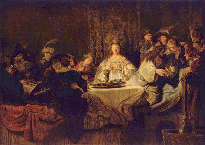 REMBRANDT Harmenszoon van Rijn Simson, an der Hochzeitstafel das Ratsel aufgebend oil painting picture